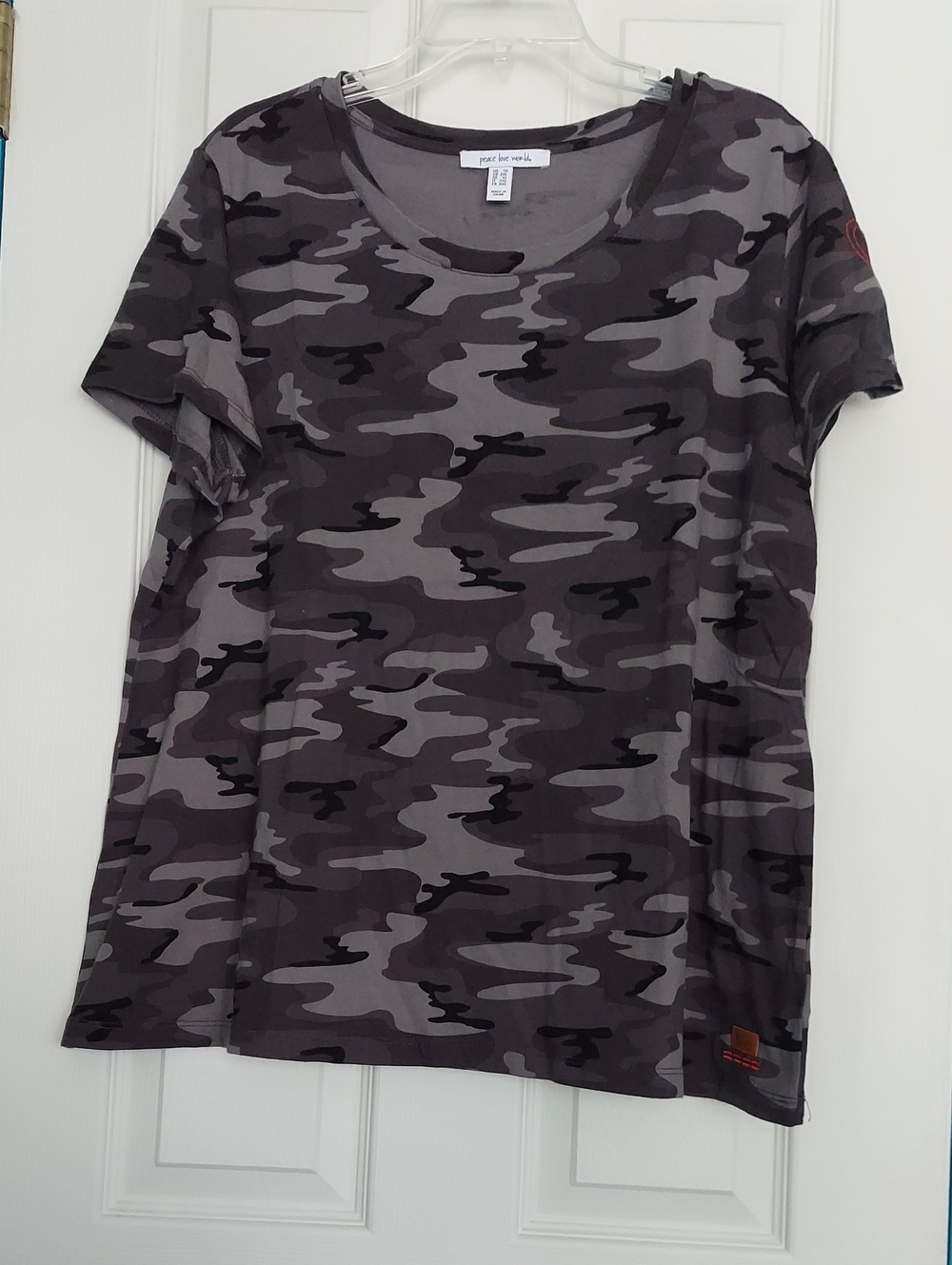 Peace Love World Camo 100% Cotton T-Shirt